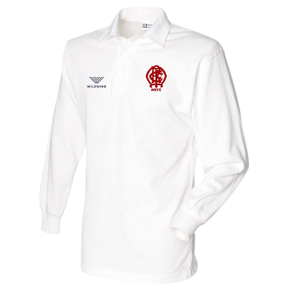 Malone RFC Supporters Retro Longsleeve Rugby Shirt White with White Collar