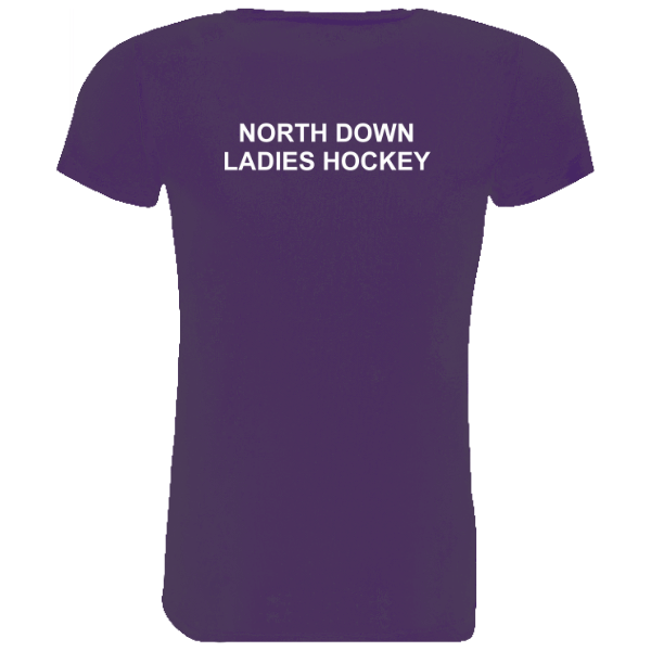 North Down Ladies Hockey Wildwing GO FLY Purple Tee